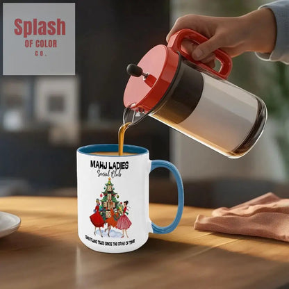 Mahjong Christmas Mahj Ladies Whimsica Christmas Large Mug (15oz) - Splash of Color co.