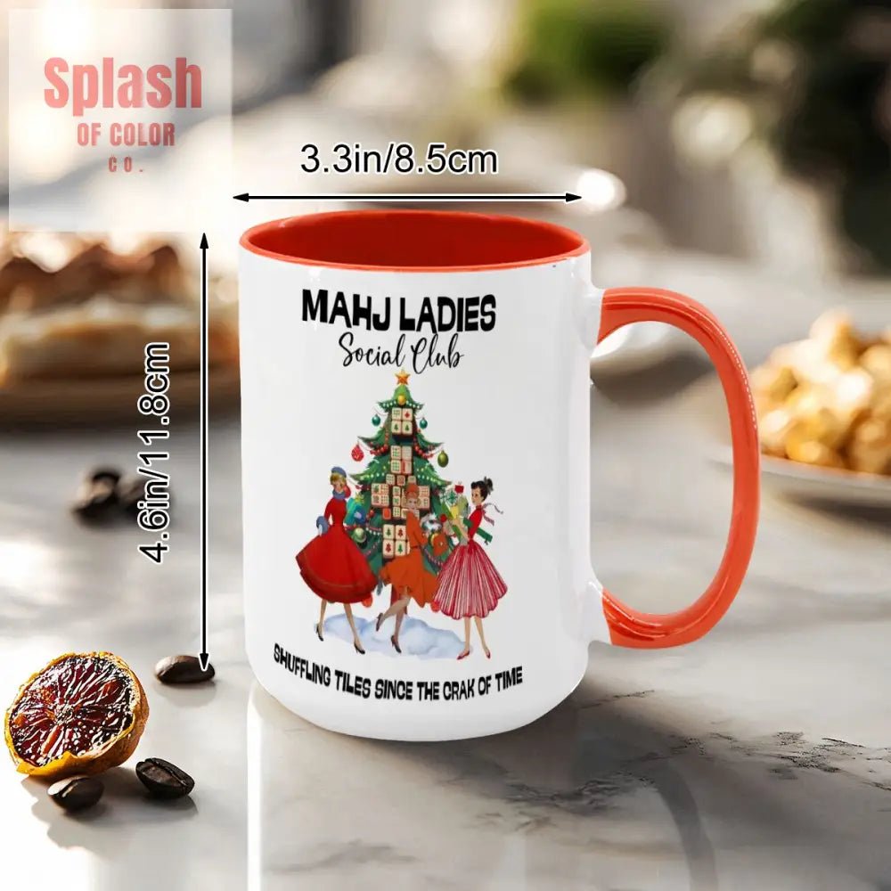 Mahjong Christmas Mahj Ladies Whimsica Christmas Large Mug (15oz) - Splash of Color co.