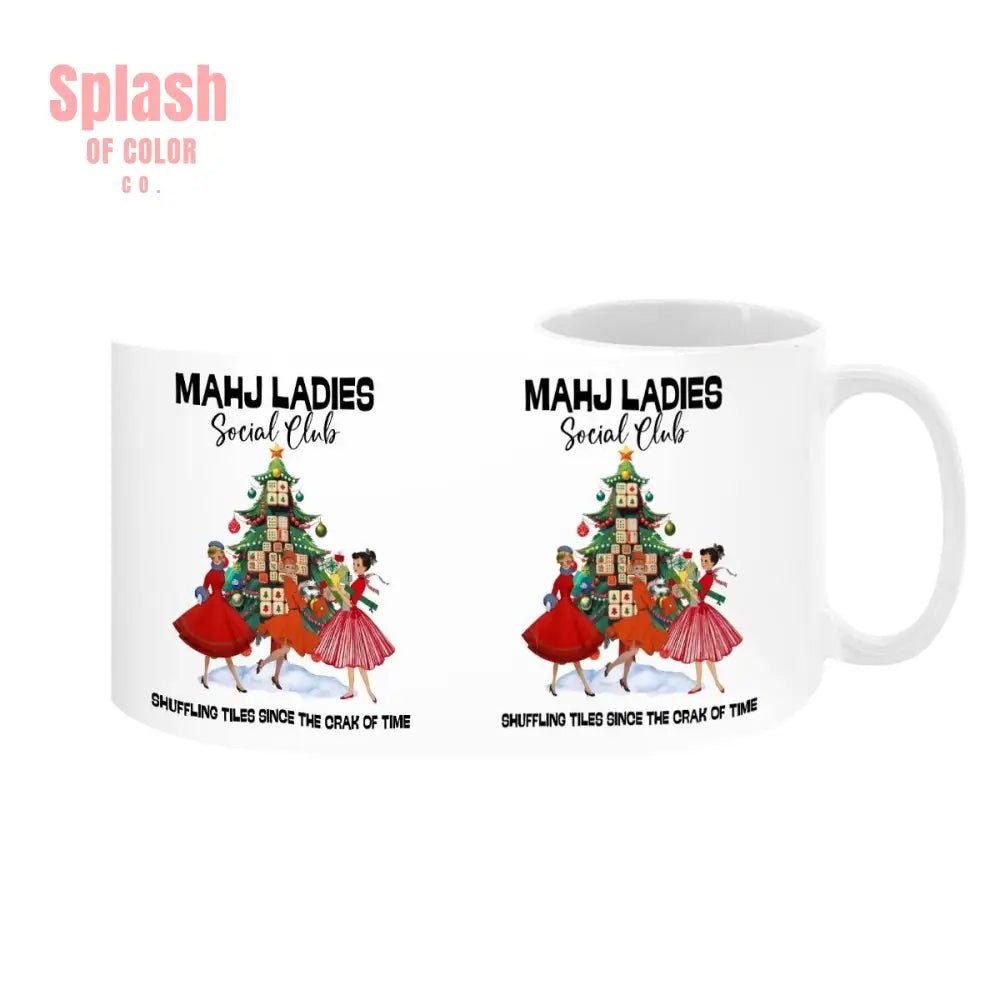 Mahjong Christmas Mahj Ladies Whimsica Christmas Large Mug (15oz) - Splash of Color co.