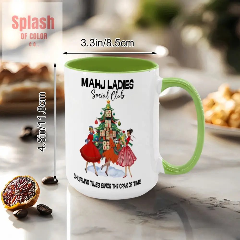 Mahjong Christmas Mahj Ladies Whimsica Christmas Large Mug (15oz) - Splash of Color co.
