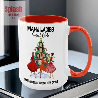 Mahjong Christmas Mahj Ladies Whimsica Christmas Large Mug (15oz) - Splash of Color co.