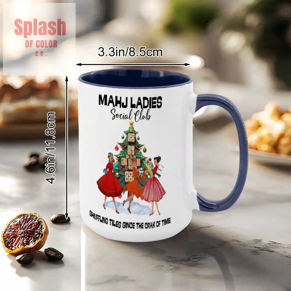 Mahjong Christmas Mahj Ladies Whimsica Christmas Large Mug (15oz) - Splash of Color co.