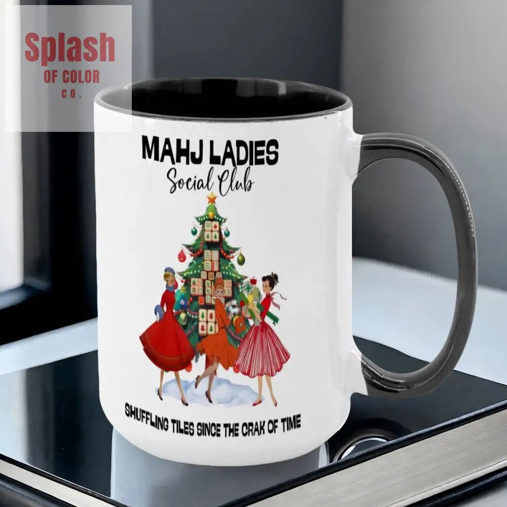 Mahjong Christmas Mahj Ladies Whimsica Christmas Large Mug (15oz) - Splash of Color co.
