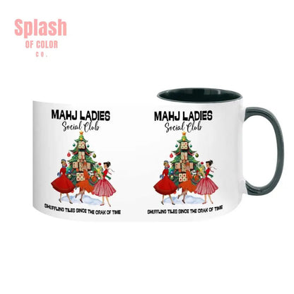 Mahjong Christmas Mahj Ladies Whimsica Christmas Large Mug (15oz) - Splash of Color co.