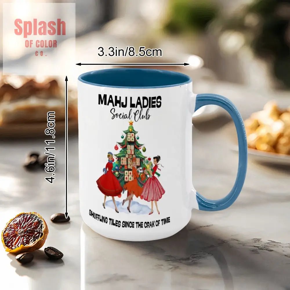 Mahjong Christmas Mahj Ladies Whimsica Christmas Large Mug (15oz) - Splash of Color co.
