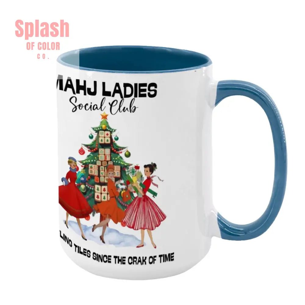 Mahjong Christmas Mahj Ladies Whimsica Christmas Large Mug (15oz) - Splash of Color co.