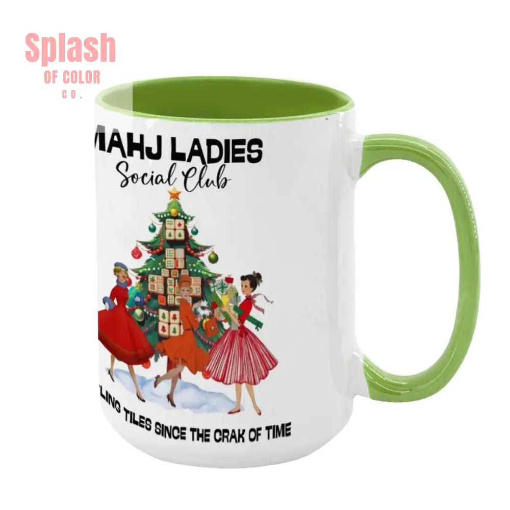 Mahjong Christmas Mahj Ladies Whimsica Christmas Large Mug (15oz) - Splash of Color co.