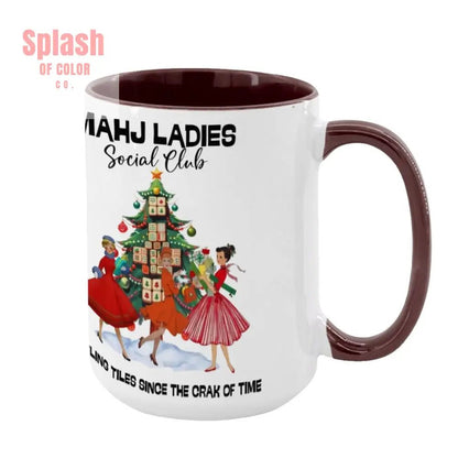 Mahjong Christmas Mahj Ladies Whimsica Christmas Large Mug (15oz) - Splash of Color co.