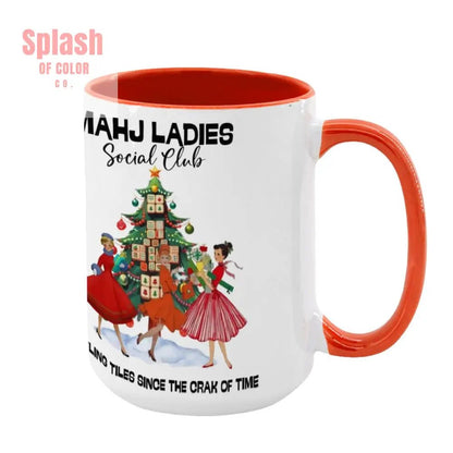 Mahjong Christmas Mahj Ladies Whimsica Christmas Large Mug (15oz) - Splash of Color co.
