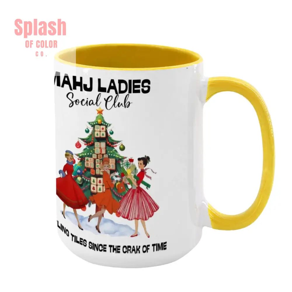 Mahjong Christmas Mahj Ladies Whimsica Christmas Large Mug (15oz) - Splash of Color co.