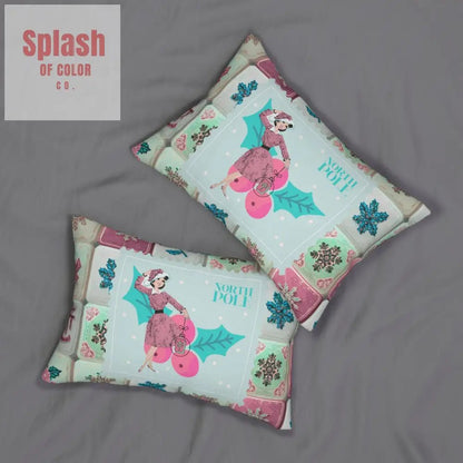 Mahjong Christmas Mahj Tile, Vintage Holiday North Pole Lumbar Pillow - Splash of Color co.