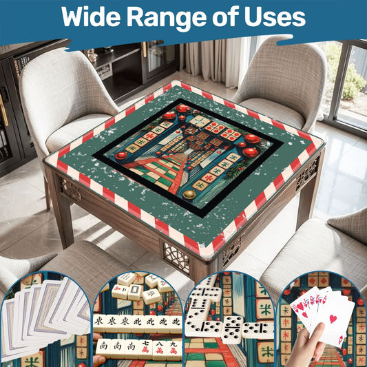 Mahjong Christmas Mat Asian Christmas Alley Holiday Mahj Game Play Accessory - 31.5’’x31.5’’ - Daily Accessories