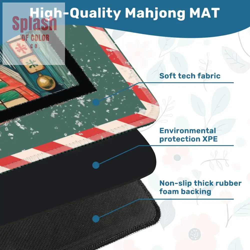 Mahjong Christmas Mat Asian Christmas Alley Holiday Mahj Game Play Accessory - 31.5’’x31.5’’ - Daily Accessories