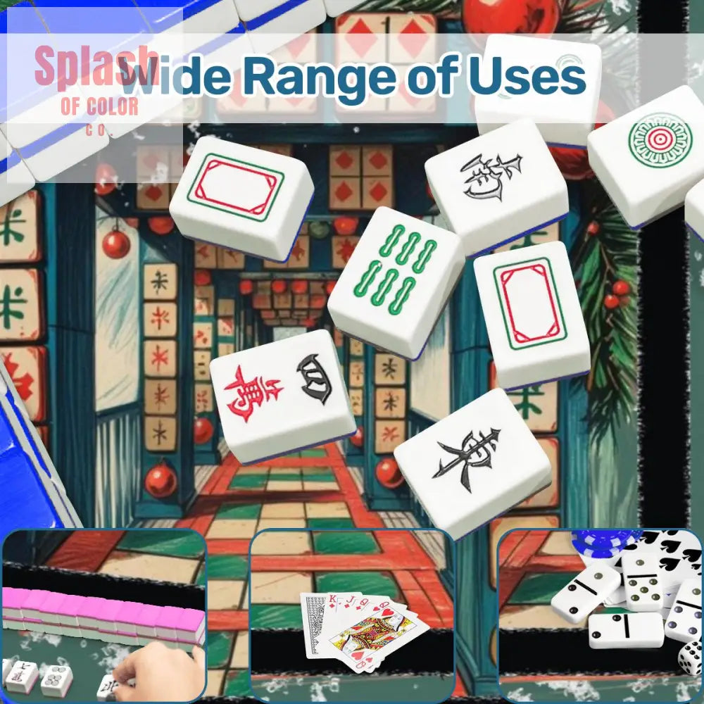 Mahjong Christmas Mat Asian Christmas Alley Holiday Mahj Game Play Accessory - 31.5’’x31.5’’ - Daily Accessories