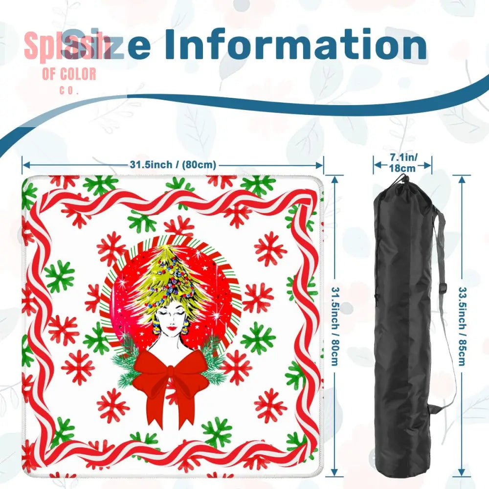 Mahjong Christmas Mat Nostalgic Vintage Gal Whimsical Holiday Mahj Mat 31.5’’x31.5’’ Daily Accessories