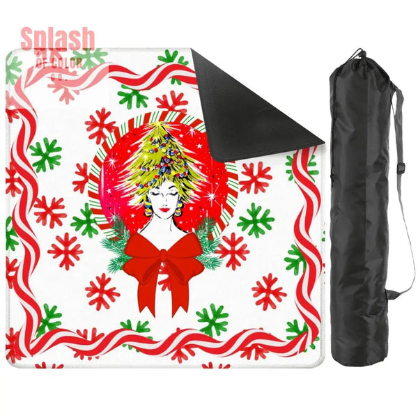 Mahjong Christmas Mat Nostalgic Vintage Gal Whimsical Holiday Mahj Mat 31.5’’x31.5’’ Daily Accessories