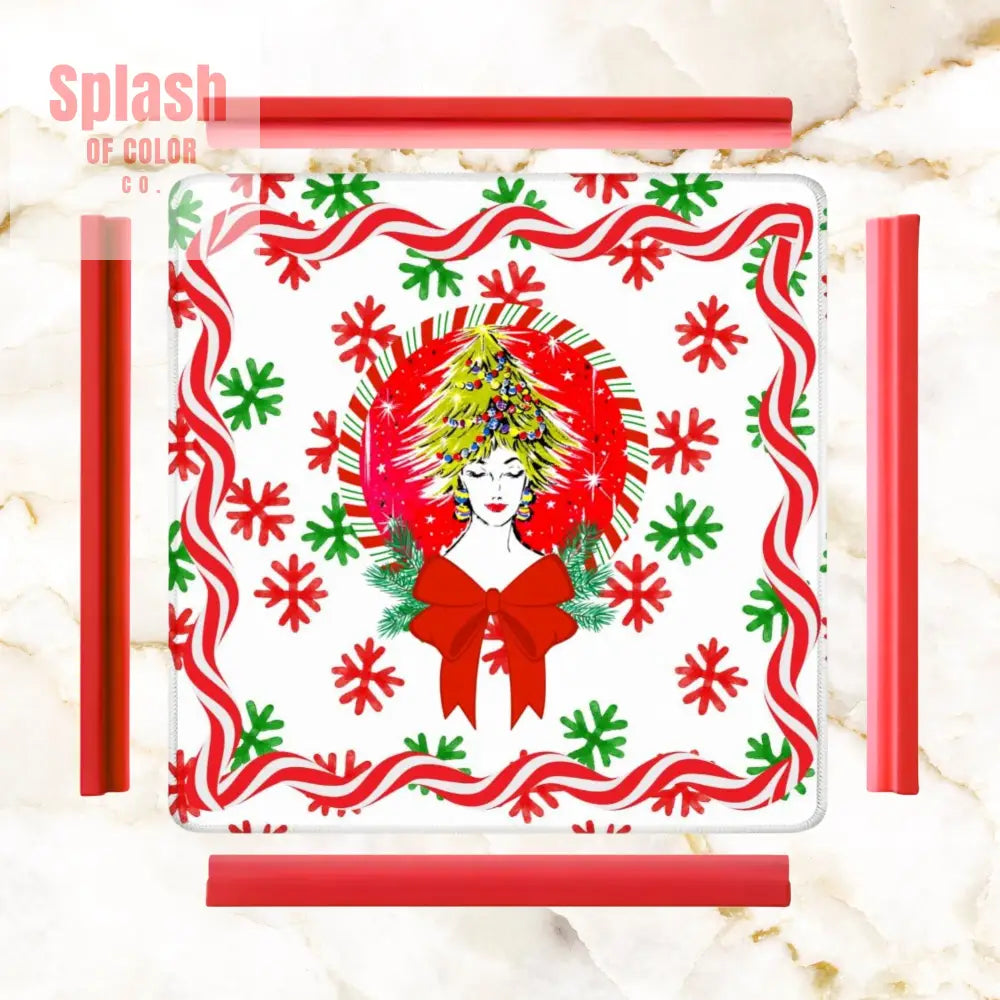 Mahjong Christmas Mat Nostalgic Vintage Gal Whimsical Holiday Mahj Mat 31.5’’x31.5’’ Daily Accessories
