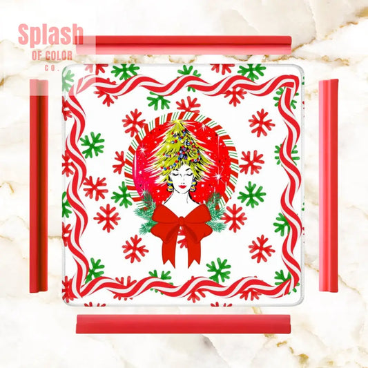 Mahjong Christmas Mat Nostalgic Vintage Gal Whimsical Holiday Mahj Mat 31.5’’x31.5’’ Daily Accessories