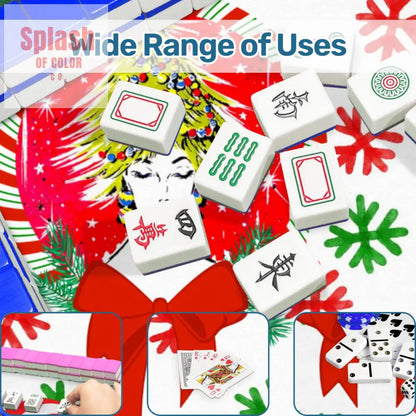 Mahjong Christmas Mat Nostalgic Vintage Gal Whimsical Holiday Mahj Mat 31.5’’x31.5’’ Daily Accessories