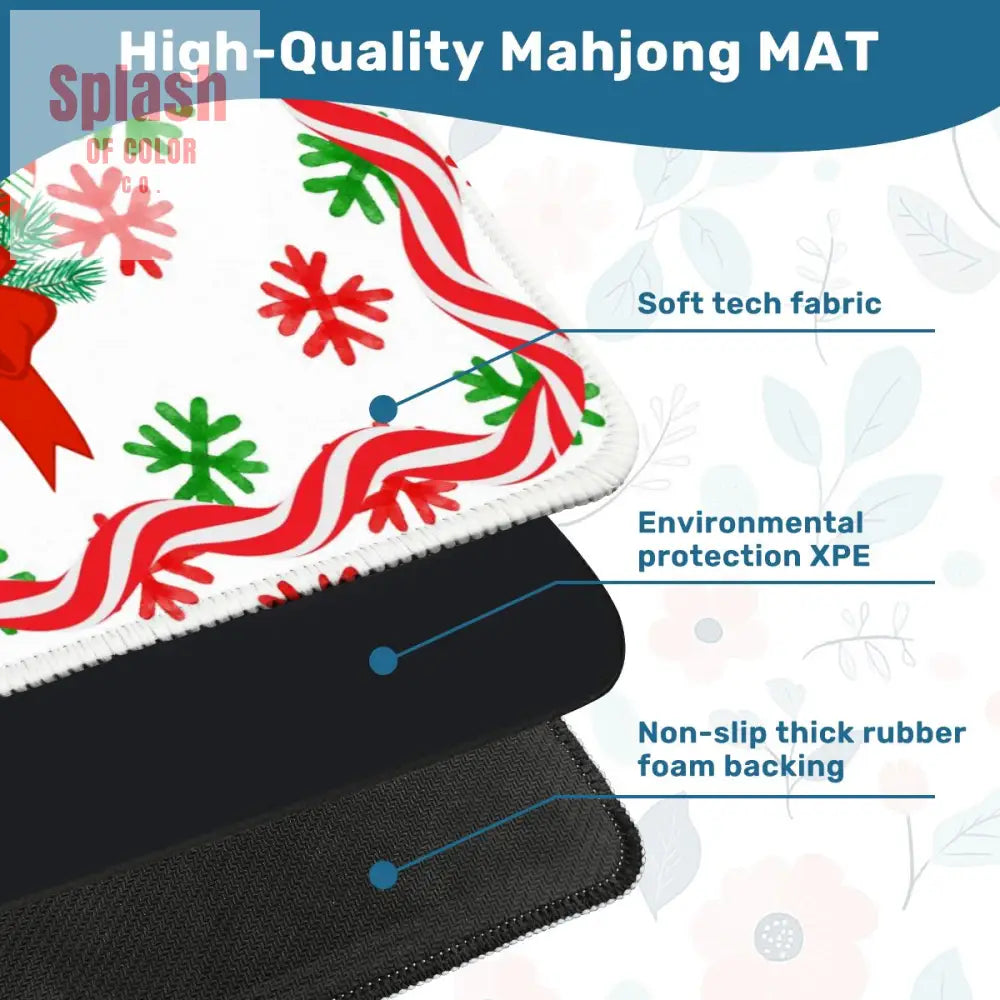 Mahjong Christmas Mat Nostalgic Vintage Gal Whimsical Holiday Mahj Mat 31.5’’x31.5’’ Daily Accessories