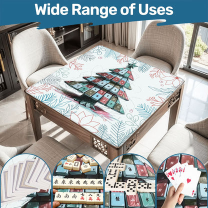 Mahjong Christmas Mat Quirky Tile Tree Holiday Mahj Party Mahjong Mat - 31.5’’x31.5’’ - Daily Accessories