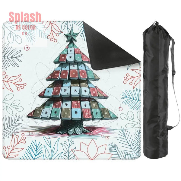 Mahjong Christmas Mat Quirky Tile Tree Holiday Mahj Party Mahjong Mat - 31.5’’x31.5’’ - Daily Accessories