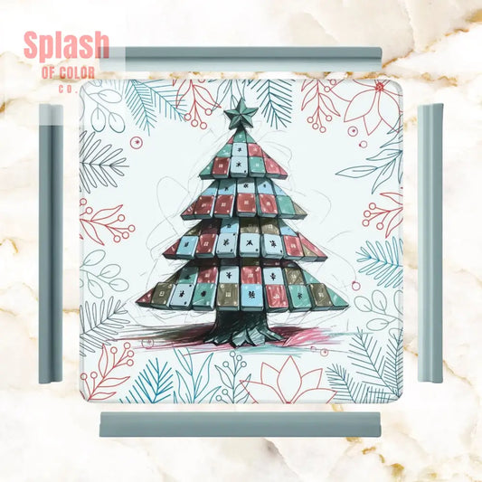 Mahjong Christmas Mat Quirky Tile Tree Holiday Mahj Party Mahjong Mat - 31.5’’x31.5’’ - Daily Accessories