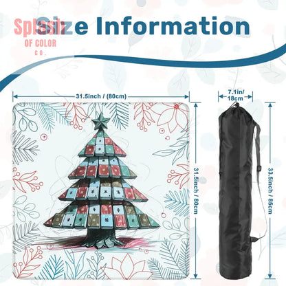 Mahjong Christmas Mat Quirky Tile Tree Holiday Mahj Party Mahjong Mat - 31.5’’x31.5’’ - Daily Accessories