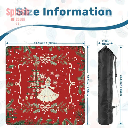 Mahjong Christmas Mat, Red, Green Festive Whimsical Tree And Vintage Nostalgia - Splash of Color co.