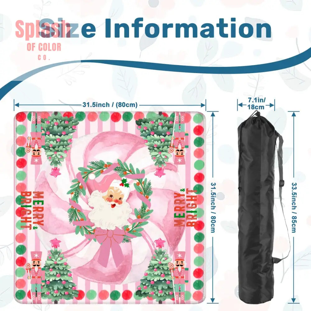 Mahjong Christmas Mat Vintage Santa Pink White Nutcrackers And Christmas Trees - Daily Accessories