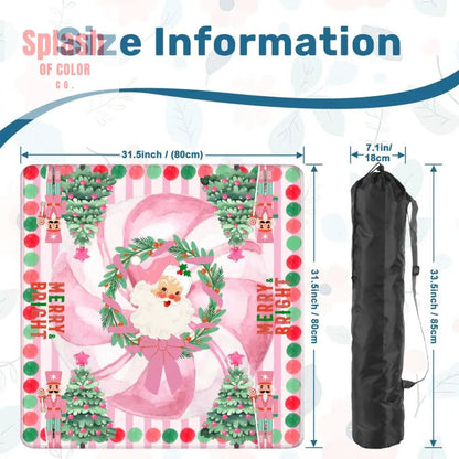 Mahjong Christmas Mat, Vintage Santa, Pink White, Nutcrackers And Christmas Trees - Splash of Color co.