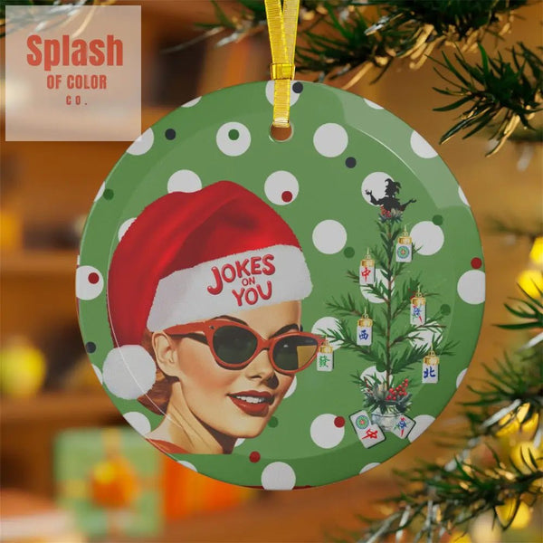 Mahjong Christmas Ornament Mahjong Enthusiast Mahj Teacher Gift Funny Mahjongg Joker Christmas Glass Ornament - 1 pc
