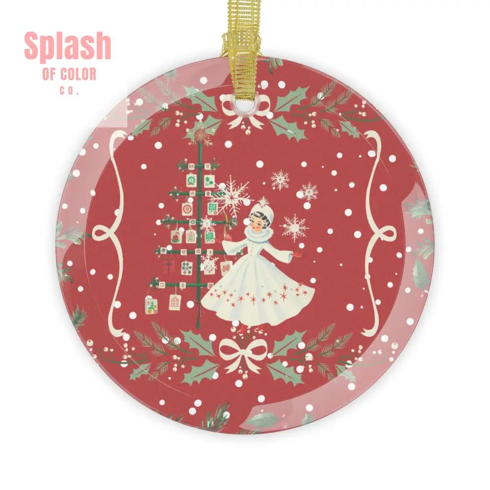 Mahjong Christmas Ornament, Festive Nostalgic Red Mahj Gift - Splash of Color co.