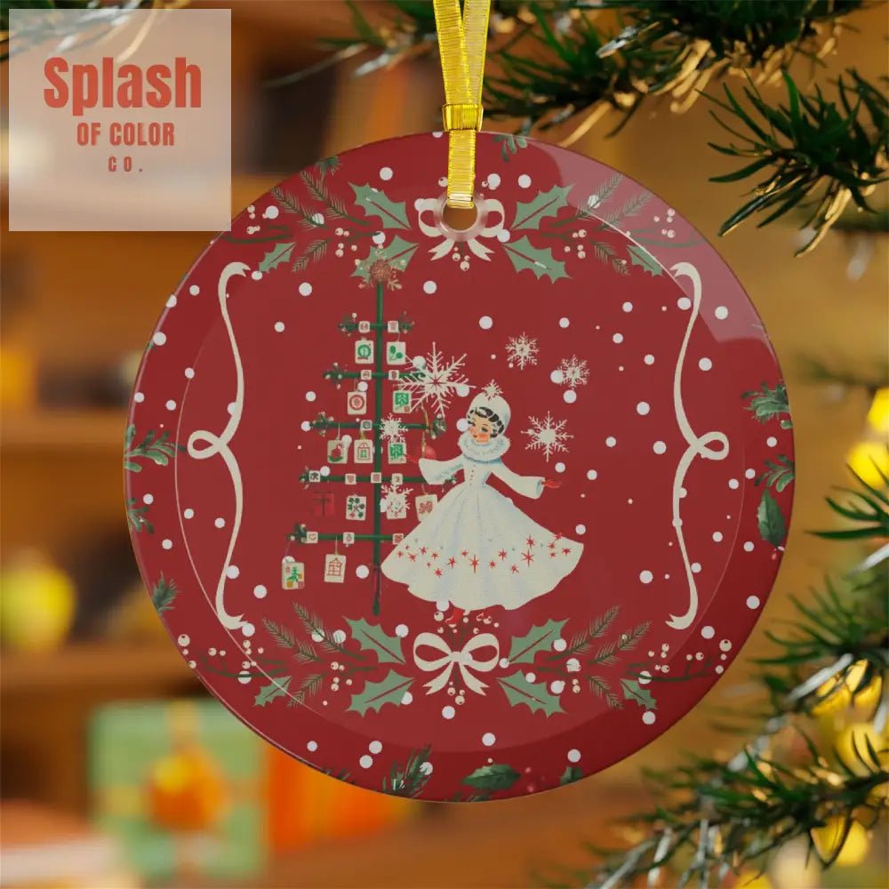 Mahjong Christmas Ornament, Festive Nostalgic Red Mahj Gift - Splash of Color co.