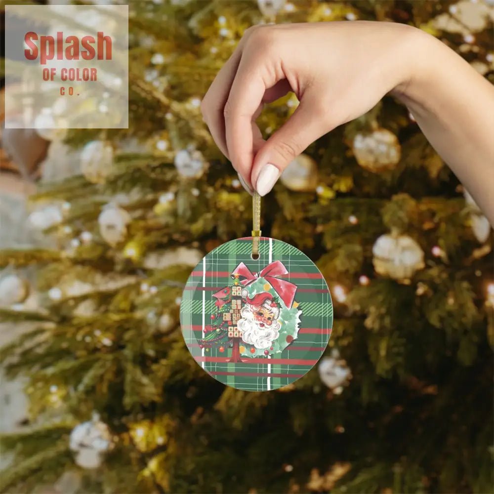 Mahjong Christmas Ornament, Vintage Santa, Mahj Tree Magical Whimsical Holiday Ornament - Splash of Color co.