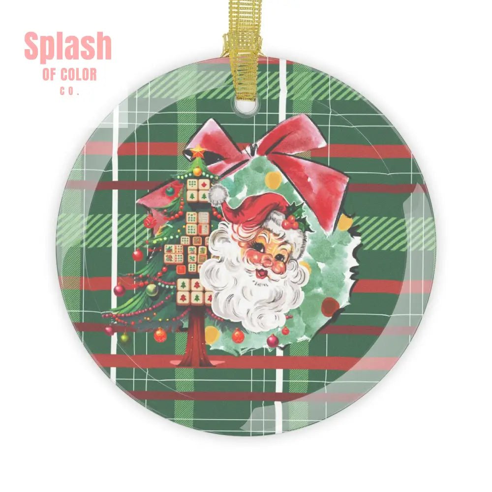 Mahjong Christmas Ornament, Vintage Santa, Mahj Tree Magical Whimsical Holiday Ornament - Splash of Color co.