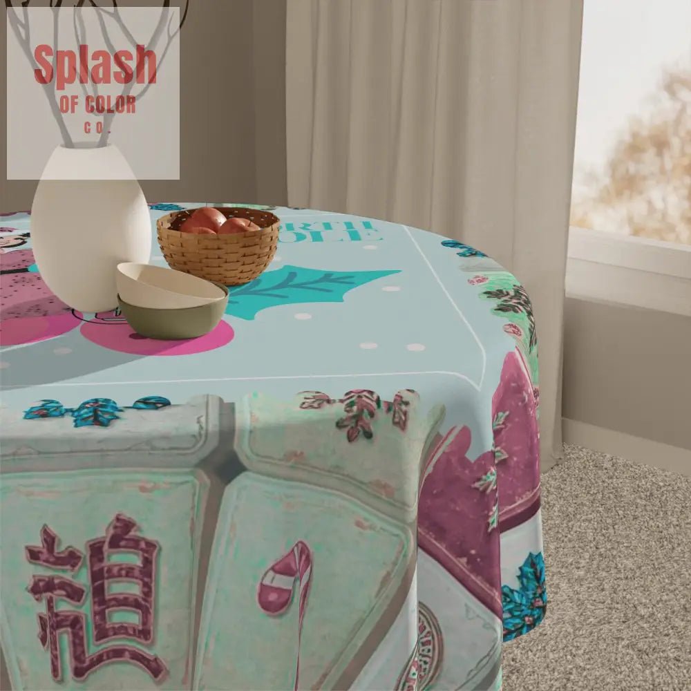 Mahjong Christmas, Seasonal Festive Tablecloth With Nostalgic Flair - Splash of Color co.