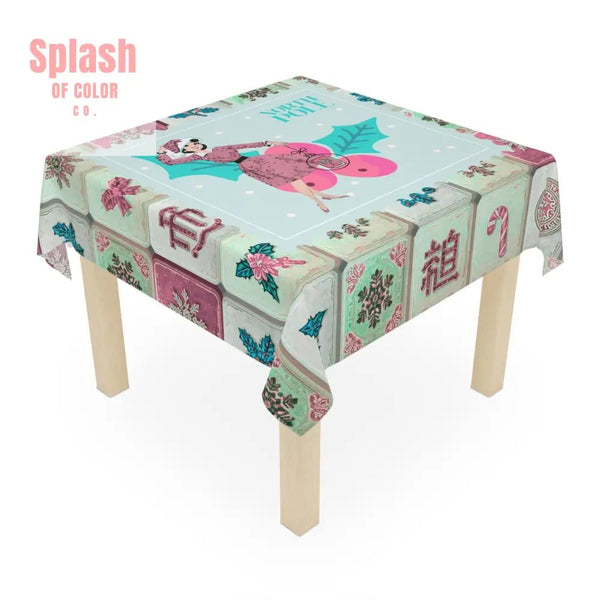 Mahjong Christmas, Seasonal Festive Tablecloth With Nostalgic Flair - Splash of Color co.