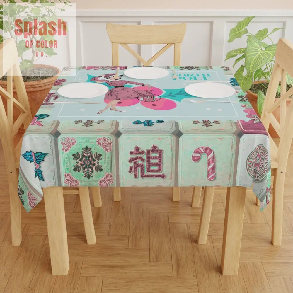 Mahjong Christmas, Seasonal Festive Tablecloth With Nostalgic Flair - Splash of Color co.
