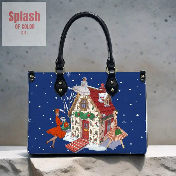 Mahjong Christmas Seasonal Winter Whimsical Vintage Flair Handbag, Shoulder Bag Christmas Purse - Splash of Color co.
