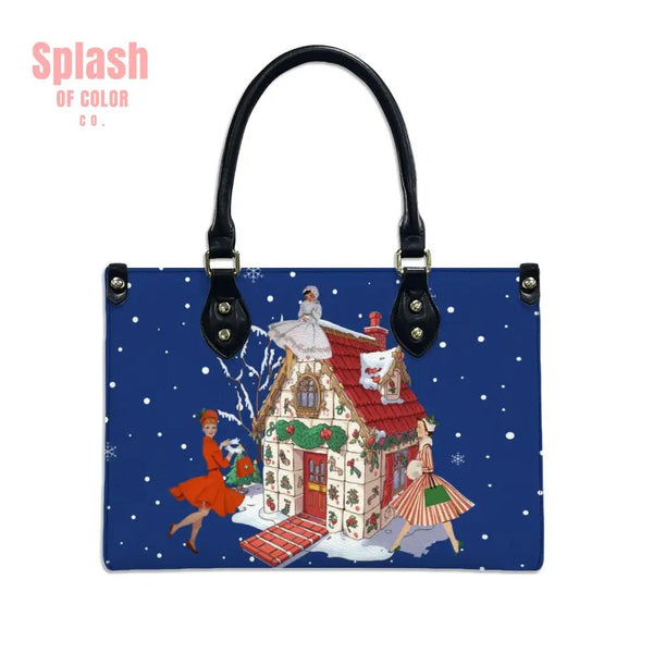 Mahjong Christmas Seasonal Winter Whimsical Vintage Flair Handbag, Shoulder Bag Christmas Purse - Splash of Color co.