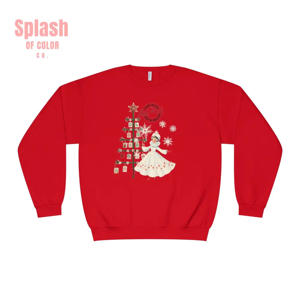 Mahjong Christmas Sweater Cozy Holiday Crewneck Festive Sweatshirt With Vintage Whimsy - True Red / S - Sweatshirt
