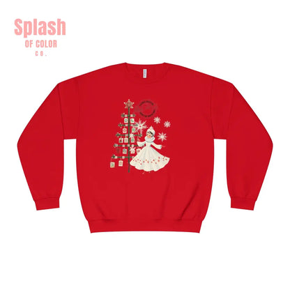 Mahjong Christmas Sweater Cozy Holiday Crewneck Festive Sweatshirt With Vintage Whimsy - True Red / S - Sweatshirt