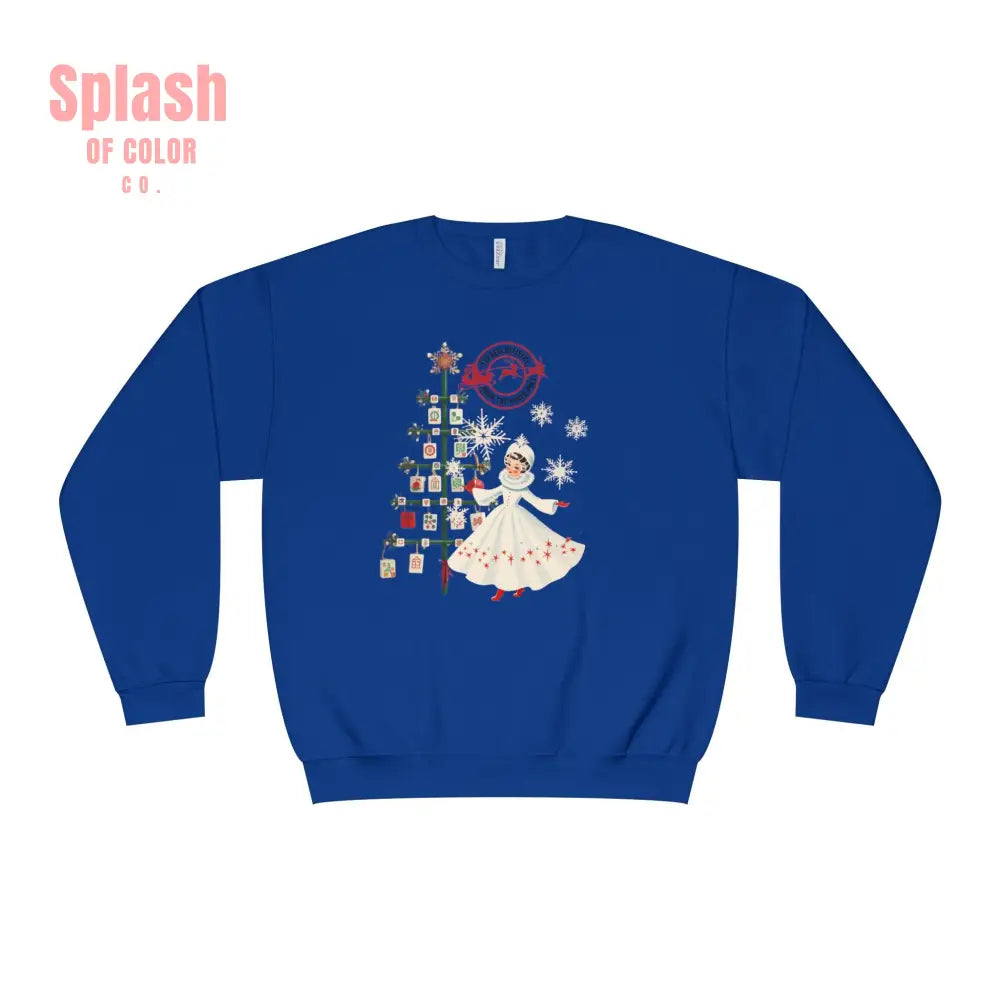 Mahjong Christmas Sweater Cozy Holiday Crewneck Festive Sweatshirt With Vintage Whimsy - Royal / S - Sweatshirt