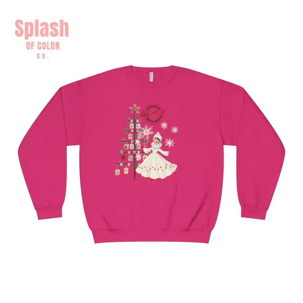 Mahjong Christmas Sweater Cozy Holiday Crewneck Festive Sweatshirt With Vintage Whimsy - Cyber Pink / S - Sweatshirt