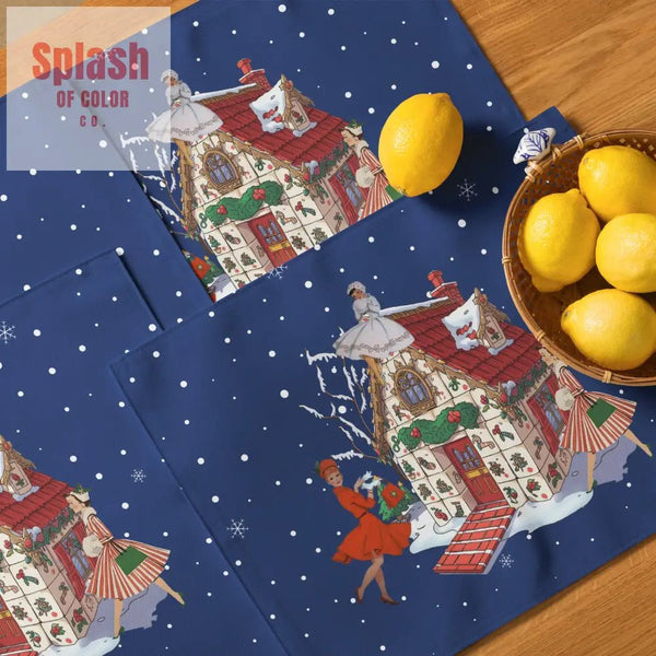 Mahjong Christmas Tile House, Whimsical Vintage Heritage Placemat Set - Splash of Color co.
