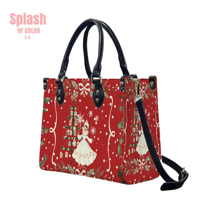 Mahjong Christmas Tote Handbag, Shoulder Bag, Nostalgic Red With Whimsy - Splash of Color co.