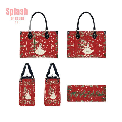 Mahjong Christmas Tote Handbag, Shoulder Bag, Nostalgic Red With Whimsy - Splash of Color co.