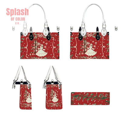 Mahjong Christmas Tote Handbag, Shoulder Bag, Nostalgic Red With Whimsy - Splash of Color co.