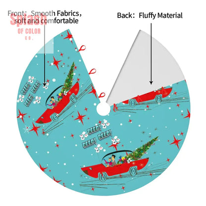 Mahjong Christmas Tree Skirt Funny Beep Beep Flying Tiles Vintage Nostalgic Holiday Skirt - Holiday Decor